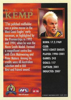 2012 Select AFL Eternity - Hall of Fame Series 4 #HF190 Dean Kemp Back